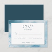 Serene Blauwe Aquarel RSVP Kaartje (Voorkant / Achterkant)
