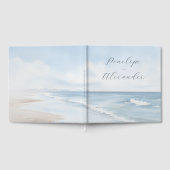 Serene Blauwe Aquarel Strandgolven Gastenboek (Volledig)