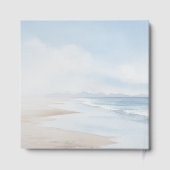 Serene Blauwe Aquarel Strandgolven Gastenboek (Achterkant)
