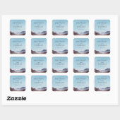 Serene Blauwe Aquarellandschap Vierkante Sticker (Vel)