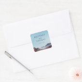 Serene Blauwe Aquarellandschap Vierkante Sticker (Envelop)