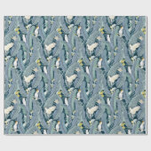 Serene Blauwe Banaan Blad Oase met Cockatoos Cadeaupapier (Vlak)