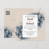 Serene blauwe bloem met elegante beige achtergrond kaart (Voorkant / Achterkant)