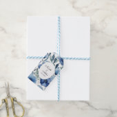 Serene Blauwe Bloemen Huwelijksuitnodigingen Cadeaulabel (Met Touw)