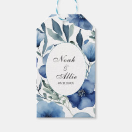 Serene Blauwe Bloemen Huwelijksuitnodigingen Cadeaulabel