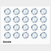 Serene Blauwe Bloemen Huwelijksuitnodigingen Ronde Sticker (Vel)