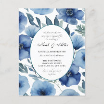 Serene Blauwe Bloemen Huwelijksuitnodigingen