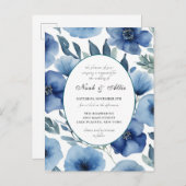 Serene Blauwe Bloemen Huwelijksuitnodigingen Uitnodiging Briefkaart (Voorkant / Achterkant)