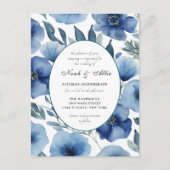 Serene Blauwe Bloemen Huwelijksuitnodigingen Uitnodiging Briefkaart (Voorkant)