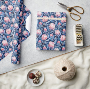 Serene Blauwe Bloemenschildering in Waterverf Cadeaupapier