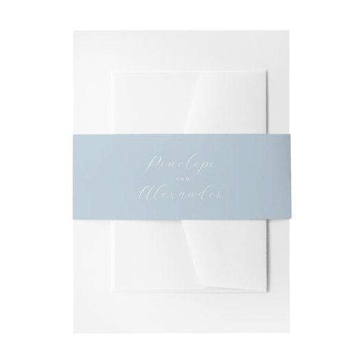 Serene Blauwe Calligrafie Uitnodigingen Wikkel (Voorkant Voorbeeld)