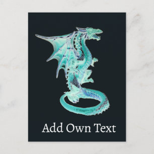 Serene Blauwe Draak In Hemel Magisch Fantasie Weze Briefkaart
