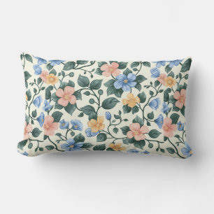 Serene blauwe en groene bloemen kussen