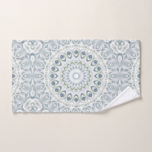 Serene blauwe en groene mandala patroon ontwerp bad handdoek (Handdoek)