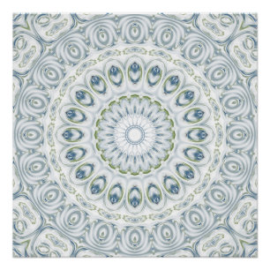 Serene blauwe en groene mandala patroon ontwerp perfect poster