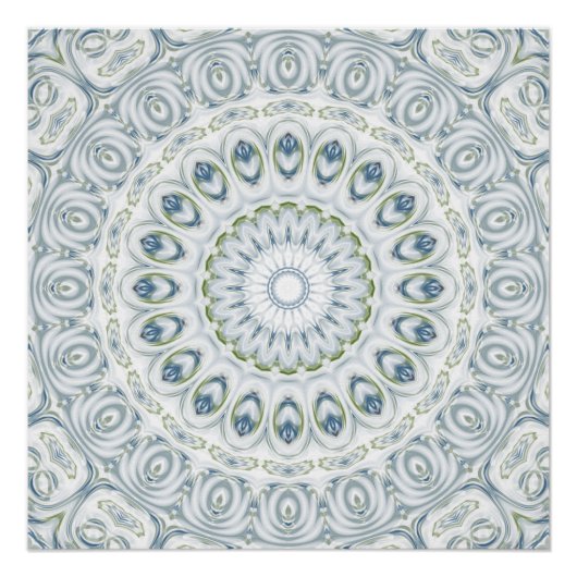 Serene blauwe en groene mandala patroon ontwerp perfect poster (Voorkant)