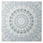 Serene blauwe en groene mandala patroon ontwerp tegeltje (Voorkant)