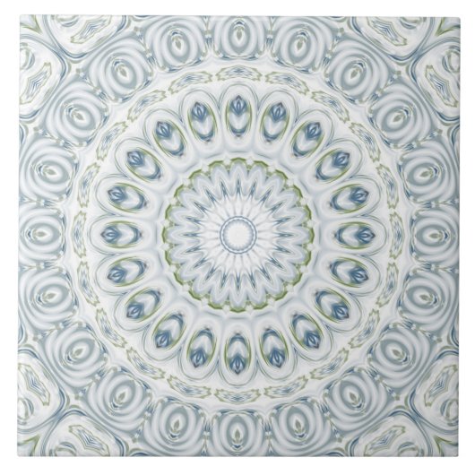 Serene blauwe en groene mandala patroon ontwerp tegeltje (Voorkant)