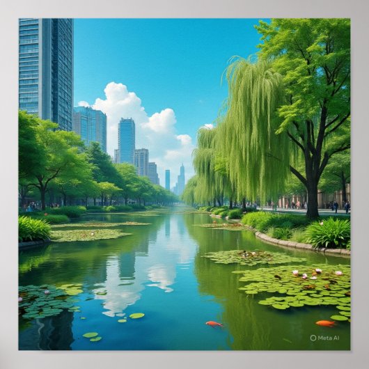 Serene blauwe lucht met wolken poster (Voorkant)