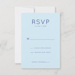 Serene Blauwe Minimalistische RSVP Kaartje