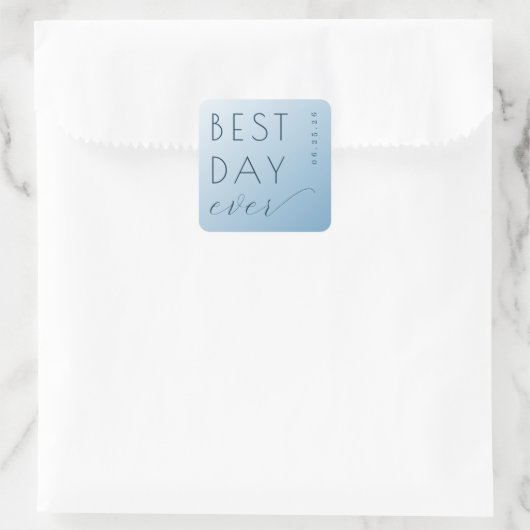 Serene Blauwe Minimalistische Viering Vierkante Sticker (Tas)