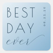 Serene Blauwe Minimalistische Viering Vierkante Sticker (Voorkant)