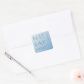 Serene Blauwe Minimalistische Viering Vierkante Sticker (Envelop)