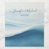 Serene Blauwe Moderne Abstract Wijn Etiket (Enkel label)