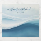 Serene Blauwe Moderne Strand Sparkling Wijnetiket (Enkel label)