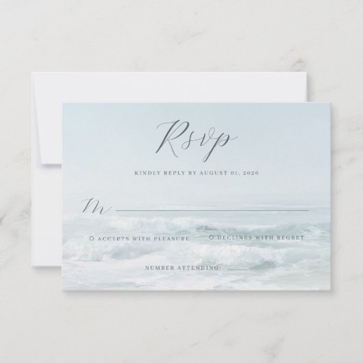 Serene Blauwe Oceaafbeelding RSVP Kaartje (Voorkant)