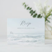 Serene Blauwe Oceaafbeelding RSVP Kaartje (Staand voorkant)