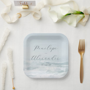 Serene Blauwe Oceaangolven Papieren Bordje