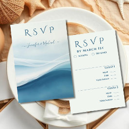 Serene Blauwe Strand Bruiloftsmaaltijd opties RSVP Kaartje