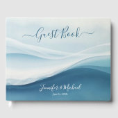 Serene Blauwe Strandhuwelijk Gastenboek (Voorkant)