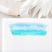 Serene Blauwe Teal Aquarel Retouradres Etiket (Insitu)