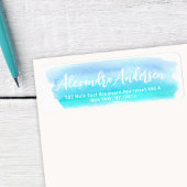 Serene Blauwe Teal Aquarel Retouradres Etiket