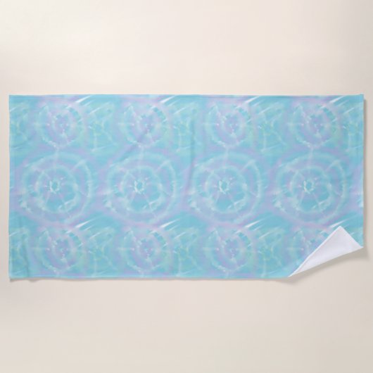 Serene Blauwe Tie-Dye Strandlaken (Voorkant)