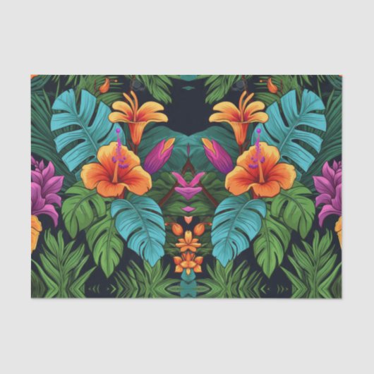 Serene Blauwe Tropische Bloemen Decoupage Papier (Voorkant)