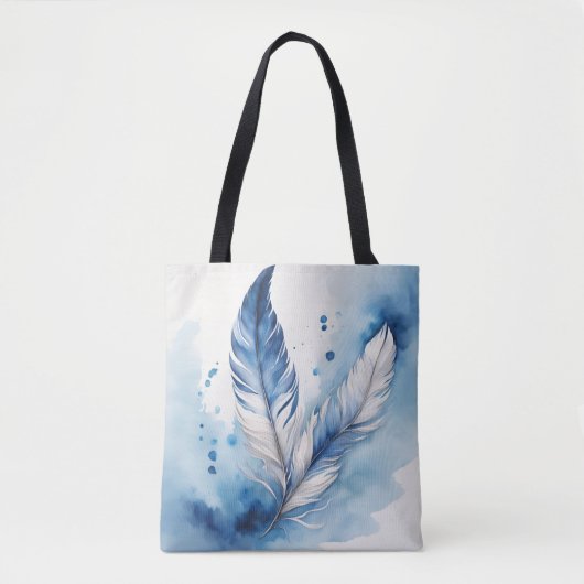 Serene Blauwe Veer Tote Bag (Voorkant)