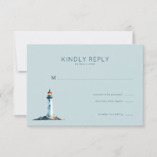 Serene Blauwe Vuurtoren RSVP Kaartje