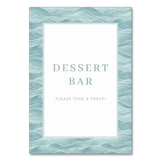 Serene Blauwe Watergolf Dessertbar Bord Kaart (Voorkant)