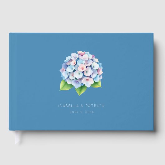 Serene Blauwe Waterverf Hydrangea Gastenboek (Voorkant)
