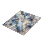 Serene blauwe wervelingen en delicate gouden adere tegeltje (Zijkant)