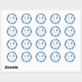 Serene Blauwe Winter Dennenbomen Ronde Sticker (Vel)
