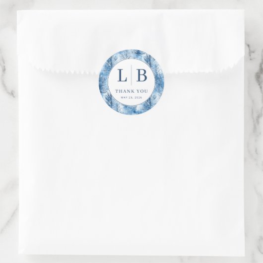 Serene Blauwe Winter Dennenbomen Ronde Sticker (Tas)