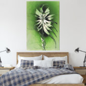 Serene Bloem op Groen Canvas Afdruk (Insitu (Slaapkamer))