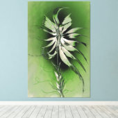Serene bloem op groen canvas afdruk (Insitu (Houten vloer))