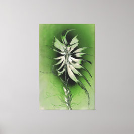 Serene bloem op groen canvas afdruk