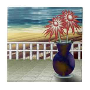 Serene bloemen op een strandkeramisch tegeltje