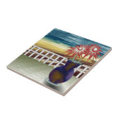 Serene bloemen op een strandkeramisch tegeltje (Zijkant)